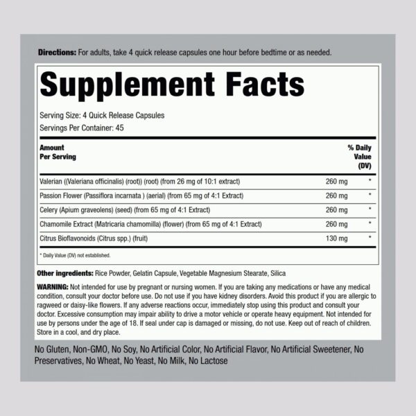 Version 1.0.0 Detalle cápsulas Calm con manzanilla valeriana pasiflora