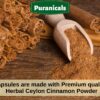 Detalle de cápsulas de canela Puranicals 700 mg por porción