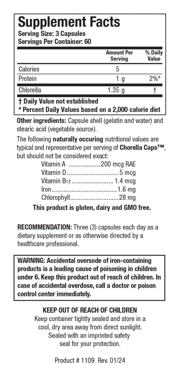 Detalle cápsulas chlorella Biotics Research