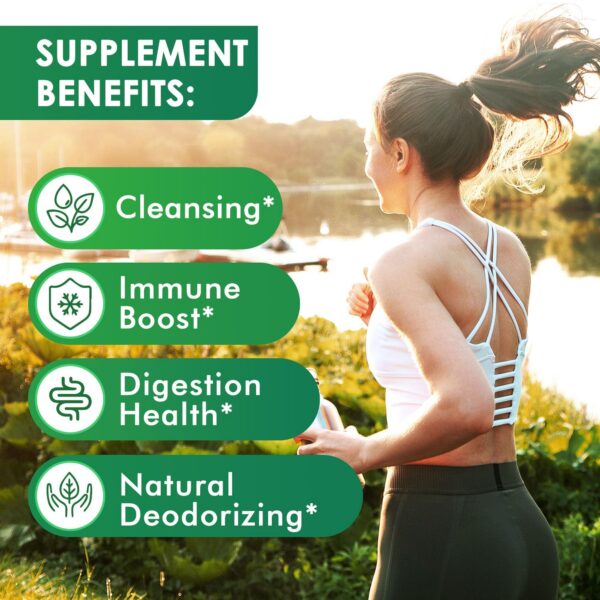 Detalle cápsulas de clorofila QIN SHAN TANG suplemento natural