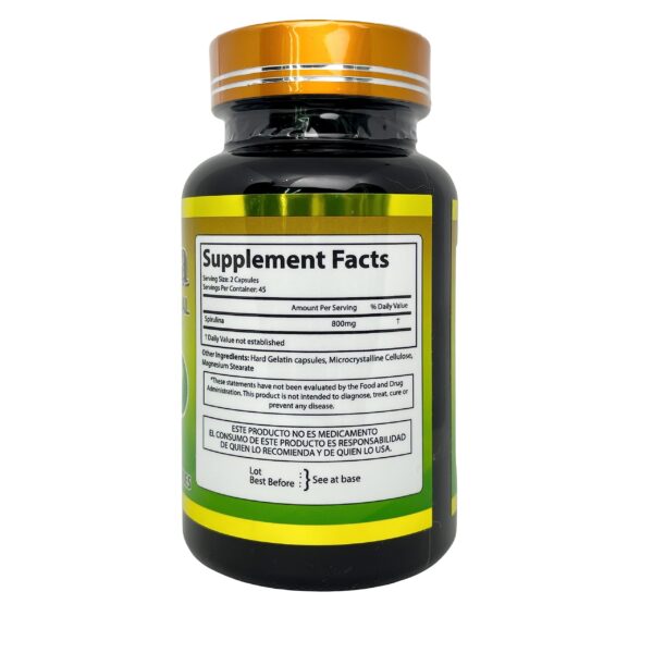 Imagen detalle cápsulas de espirulina natural 90 unidades