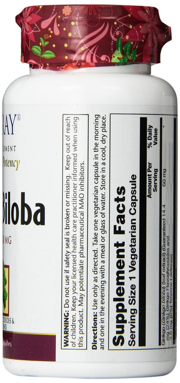 detalle cápsulas extracto ginkgo biloba solaray calidad