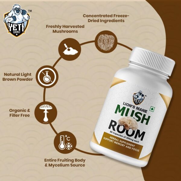 Detalle cápsulas de extracto orgánico de Lion's Mane