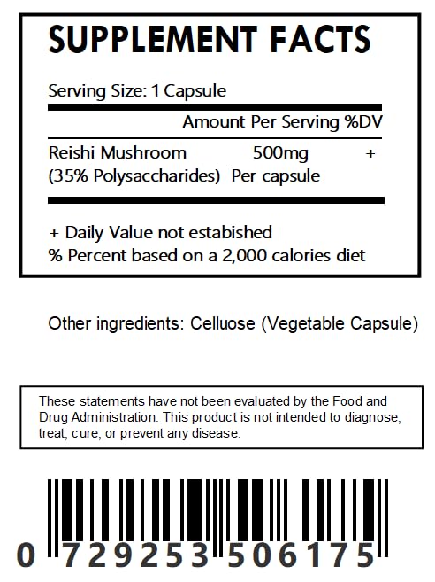Detalles cápsulas de extracto Reishi 10:1 naturales 60 unidades