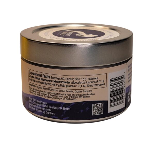 Detalle cápsulas veganas con extracto de Reishi de alta potencia