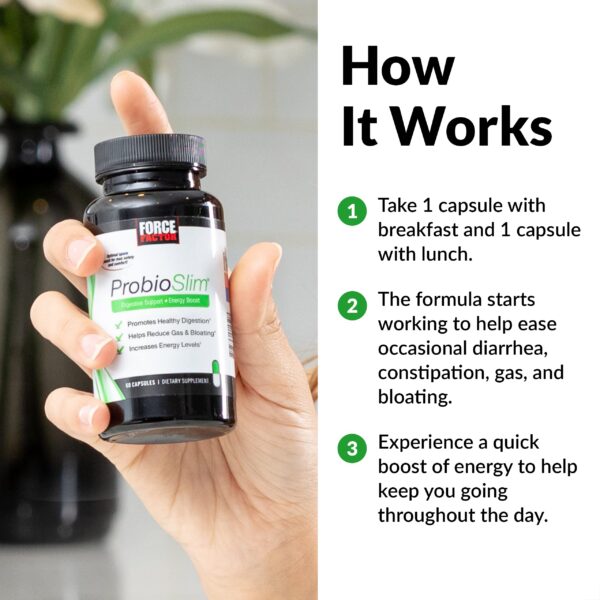 Detalle cápsulas Force Factor ProbioSlim para energía y digestión