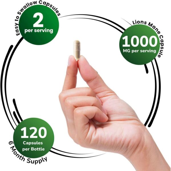 Detalle de cápsulas suplementarias Genex Formulas Lions Mane
