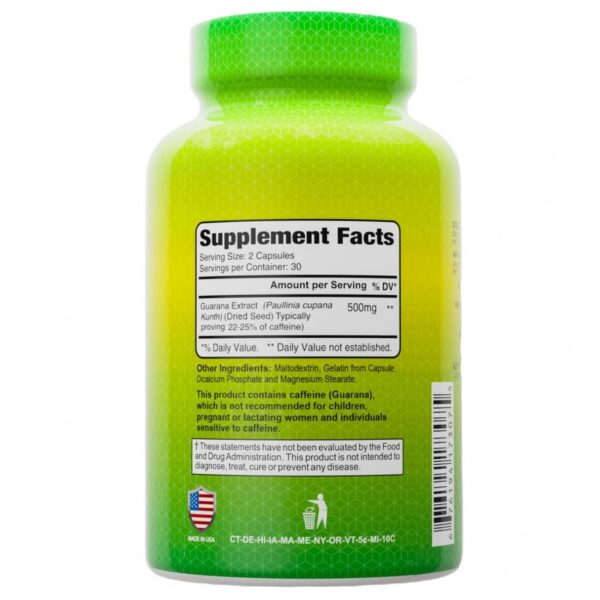 Detalle cápsulas Guaraná 500 mg Alfa Vitamins
