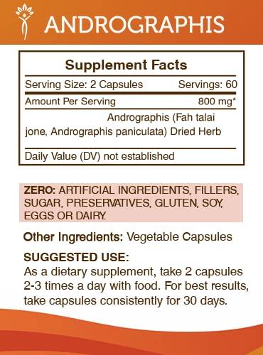 Detalle cápsulas herbales naturales Andrographis