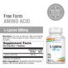 Detalle cápsulas L-Lisina 500mg para soporte cognitivo Solaray