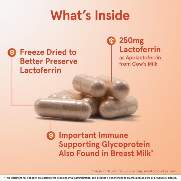 Detalle de cápsulas de lactoferrina Jarrow Formulas