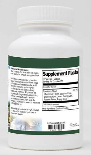 Detalle cápsulas de manzanilla y tilo 450 mg TerraVita