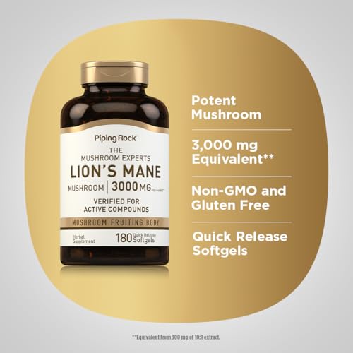 Detalle cápsulas Melena de León 3000mg Piping Rock