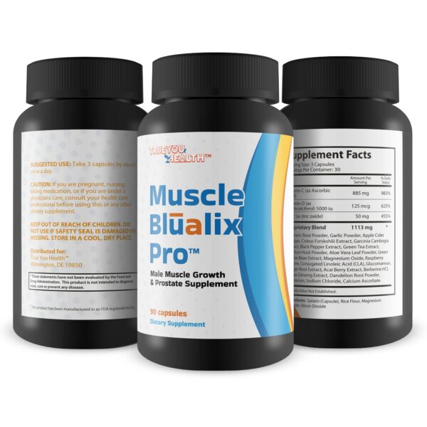 Detalle cápsulas Muscle Blualix Pro para hombres