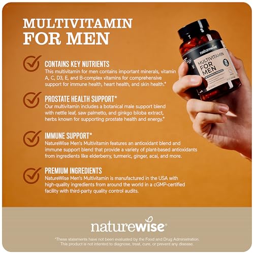 Detalle cápsulas NatureWise multivitaminico para hombres vitalidad