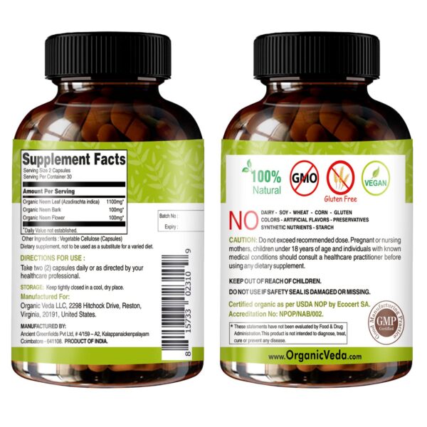 Version 1.0.0 Detalle cápsulas neem orgánico Organic Veda