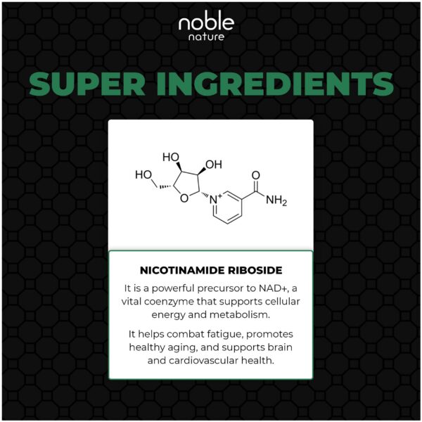 Detalle cápsulas Noble Nature NAD+ sin aditivos innecesarios
