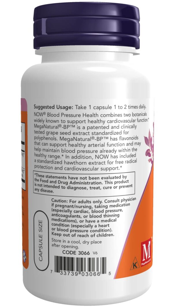 Detalle cápsulas Now Foods para presión arterial pack de dos