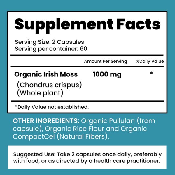 Detalle de cápsulas orgánicas Atlantic Naturals musgo marino 120 unids