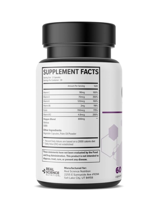 Detalle de cápsulas Oxygenate Miracle para alivio respiratorio