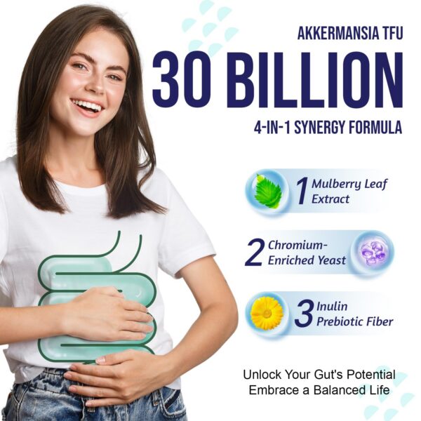 Detalle de cápsulas de probiótico Akkermansia