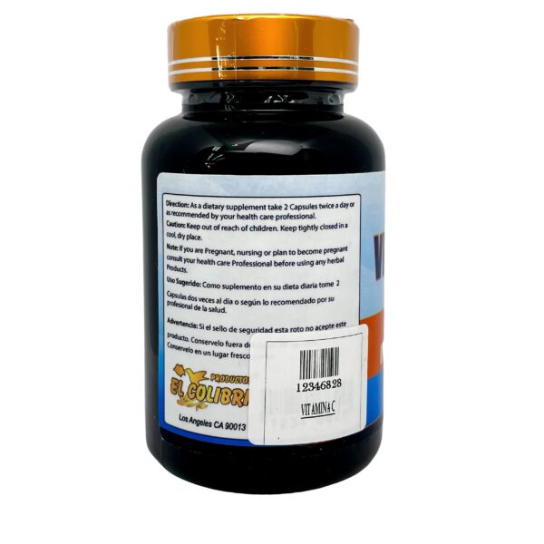 Detalle cápsulas Productos El Colibri Vitamina C 500mg