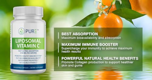 Detalle de cápsulas PURE vitamina C liposomal absorción superior