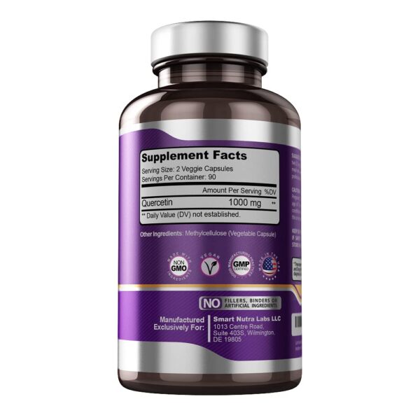 Detalle de cápsulas de quercetina 1000mg Smart Nutra Labs