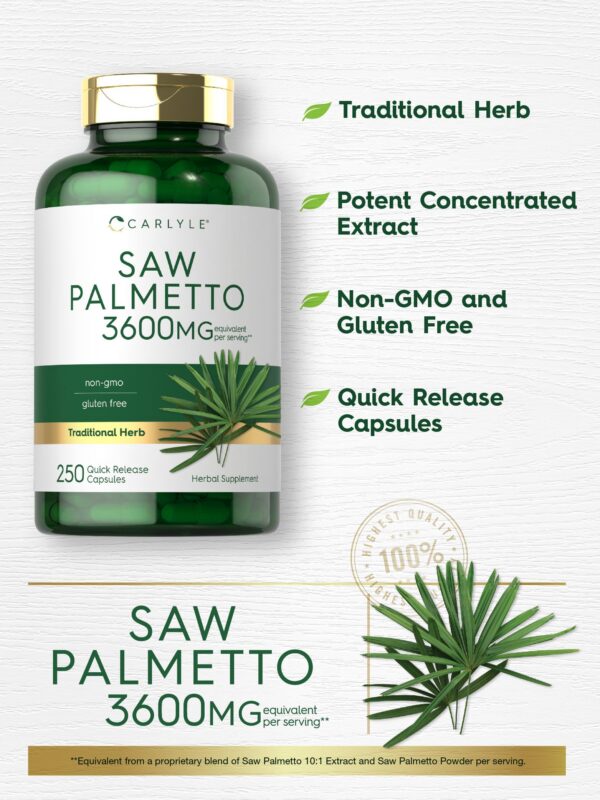 Version 1.0.0 Detalle cápsulas de Saw Palmetto Carlyle sin gluten sin OMG