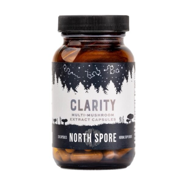 Detalle cápsulas suplemento hongos Clarity