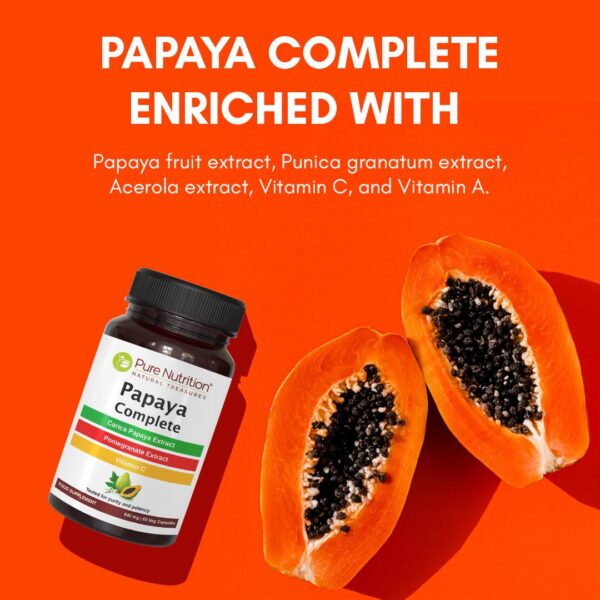 Detalle cápsulas suplemento Pure Nutrition Papaya