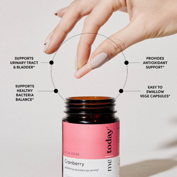 Detalle de cápsulas veganas me today Arándano 30000