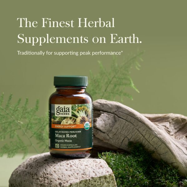 Detalle cápsulas veganas de raíz de maca Gaia Herbs