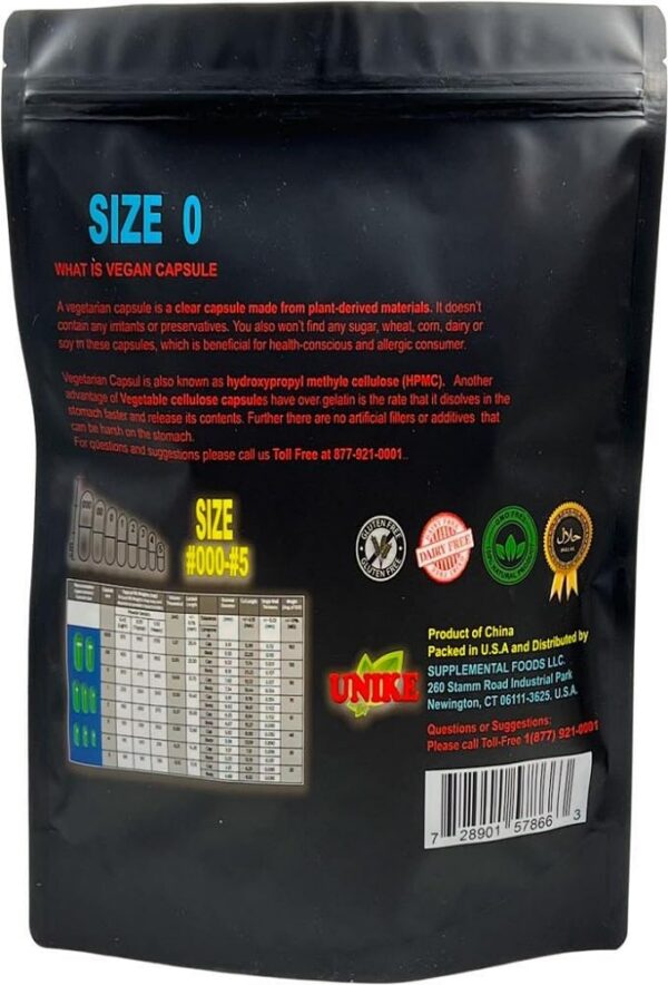 Detalle cápsulas veganas vacías Unike para máquina llenadora