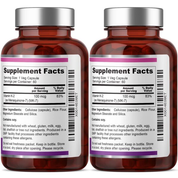 Detalle cápsulas vegetarianas vitamina k2 biophix MK7