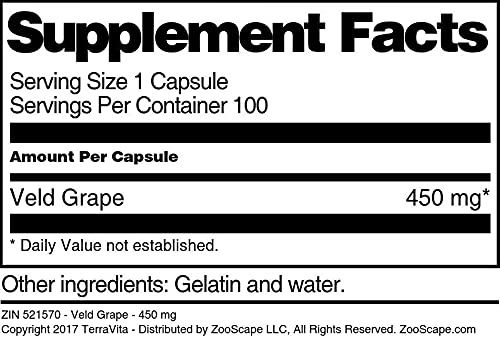 Detalle cápsulas Veld Grape 450 mg TerraVita