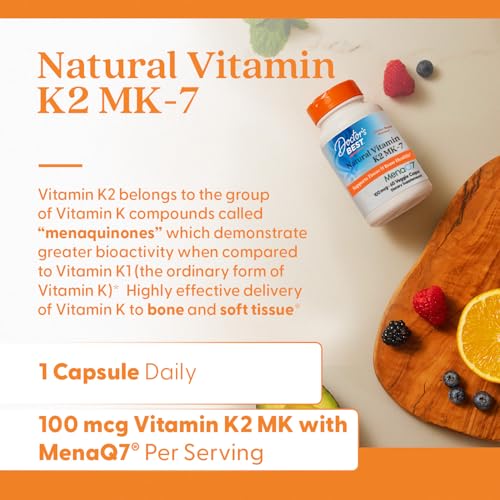 Detalle cápsulas vegetales vitamina K2 Mk-7 Doctor's Best
