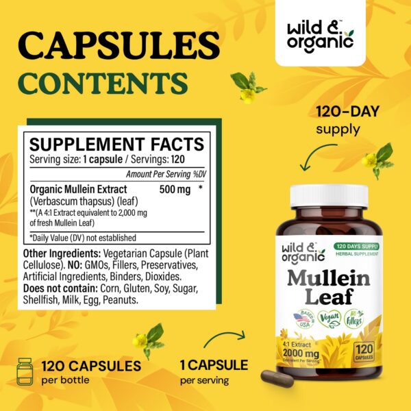 Detalle de cápsulas Wild & Organic gordolobo 2000 mg