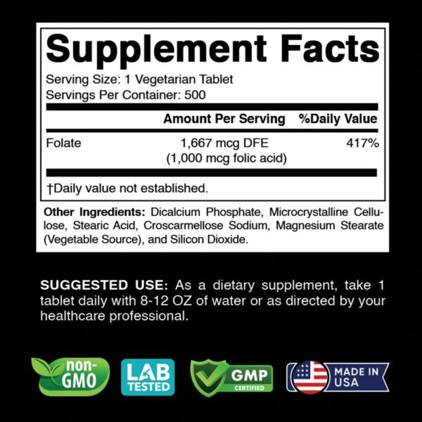 Detalle características ácido fólico vitabod sin gluten