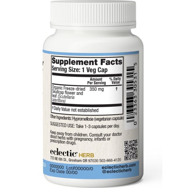 Detalle Eclectic Institute Skullcap suplemento para el sistema nervioso