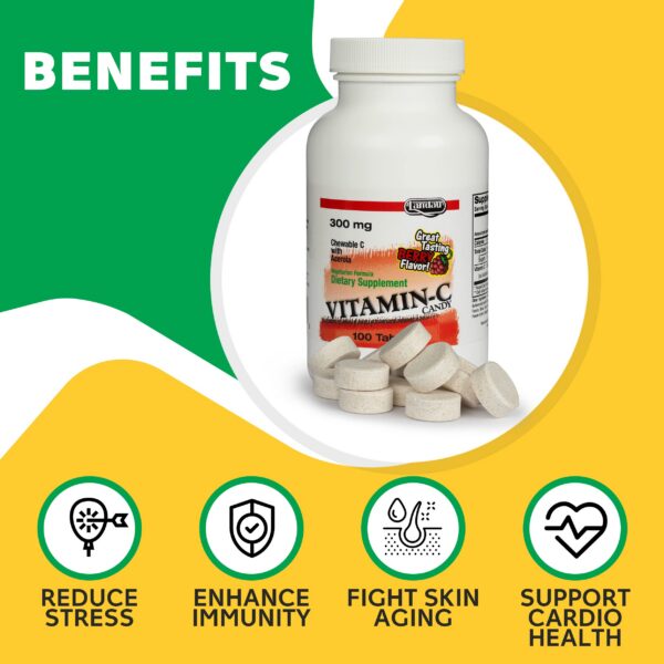 Tabletas masticables Landau Vitamina C sabor bayas 300 mg 500 unid