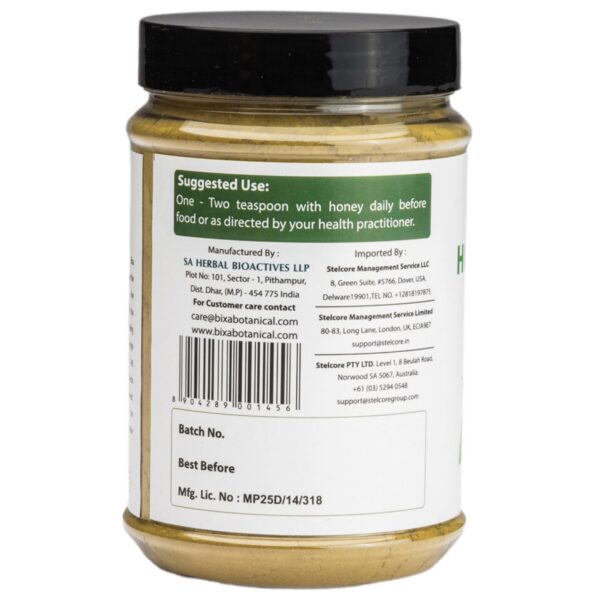 Detalle del empaque polvo de hojas de tulsi bixa botanical