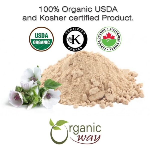 Detalle empaque polvo raíces malvavisco Organic Way