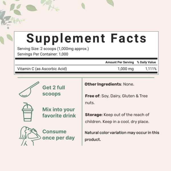 Version 1.0.0 Detalle empaque polvo vitamina c pura 1000mg sin aditivos ni conservadores