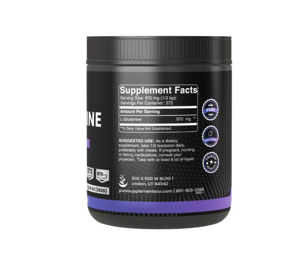 Detalle del empaque PURE ORIGINAL INGREDIENTS L-Glutamina polvo