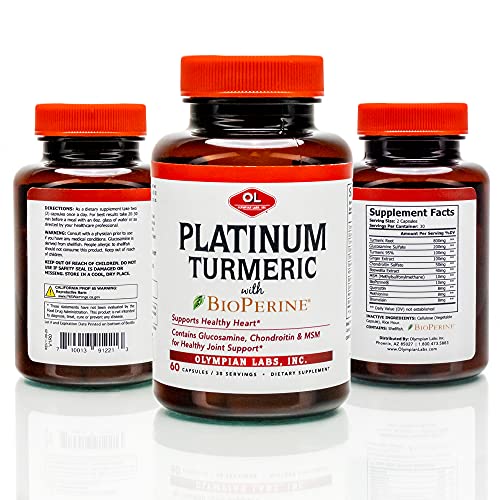 Version 1.0.0 Detalle del envase de cúrcuma Olympian Labs con ingredientes naturales