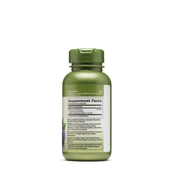 Detalle envase GNC extracto de arándano 60mg