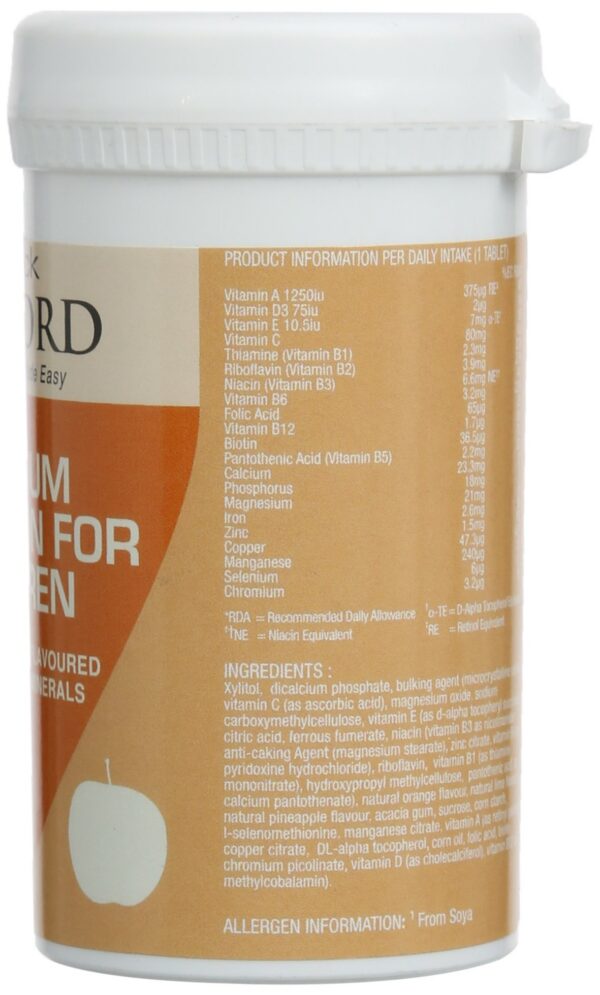 Detalle envase Patrick Holford nutrición niños 60 tabletas