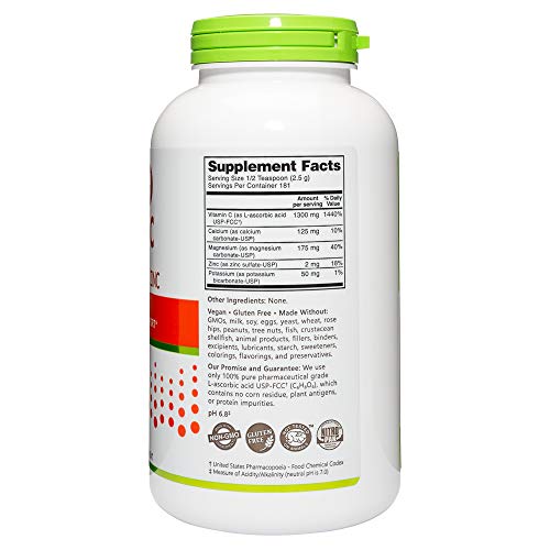 Detalle del envase y polvo vitamina c nutribiotic