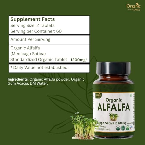 Detalle del envase de tabletas alfalfa Organic Spree